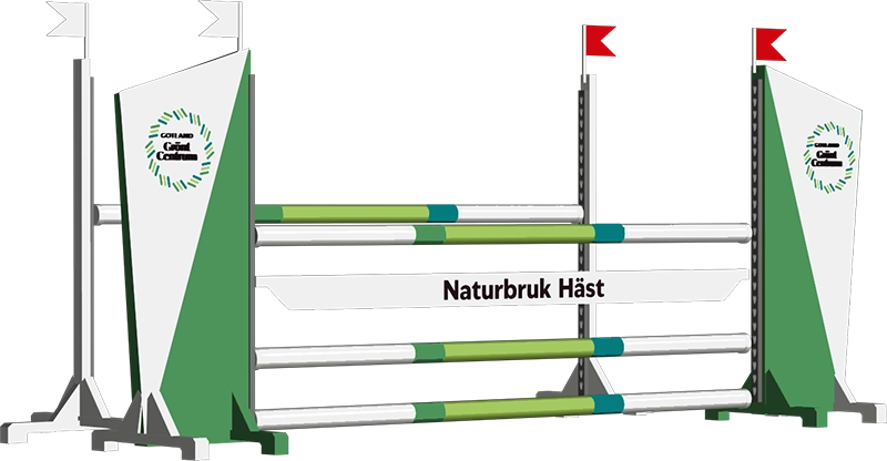 Gotland-oxer Sponsorhinder med egen logotyp för hästhoppning